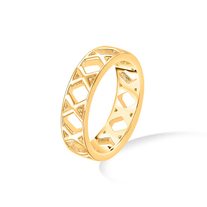 GeoLattice Charm Gold Band Ring