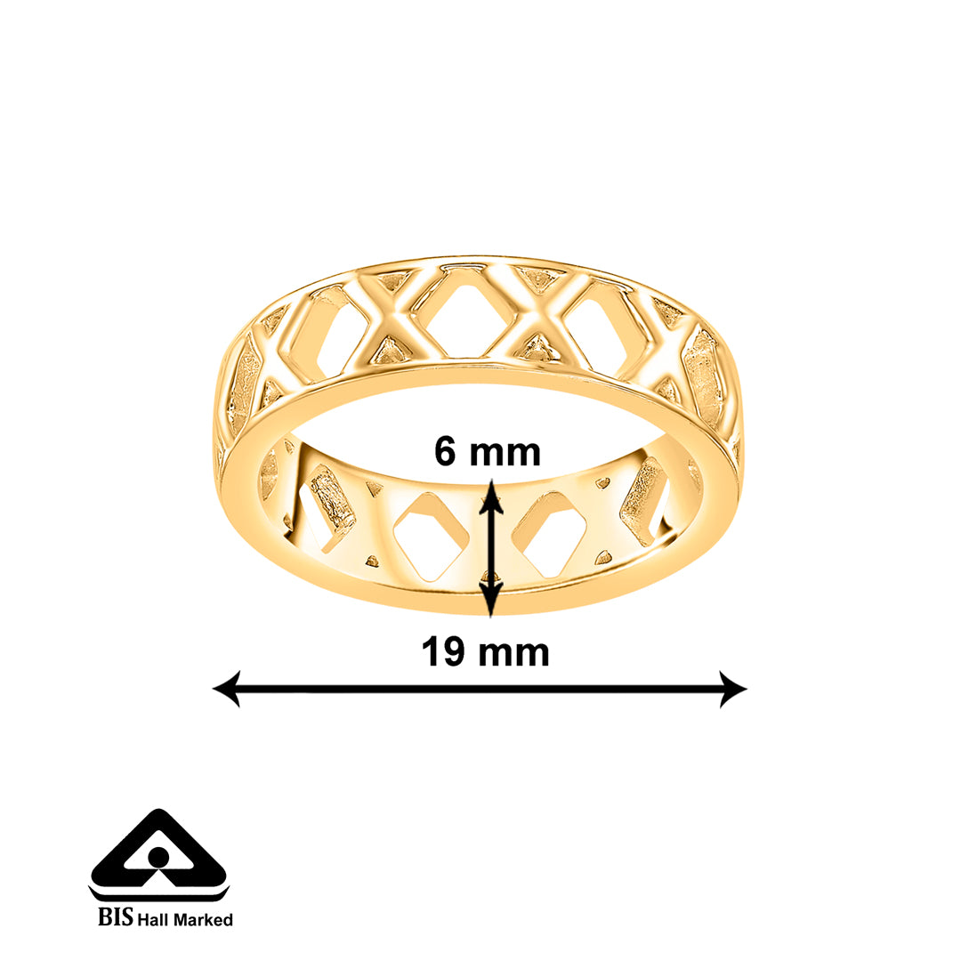 geolattice charm gold band ring