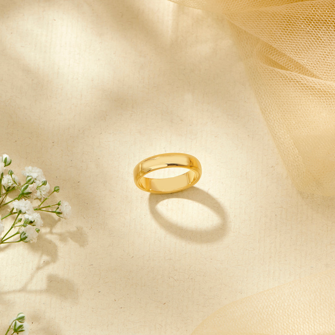 Gleam Yellow Gold Band Ring For Women