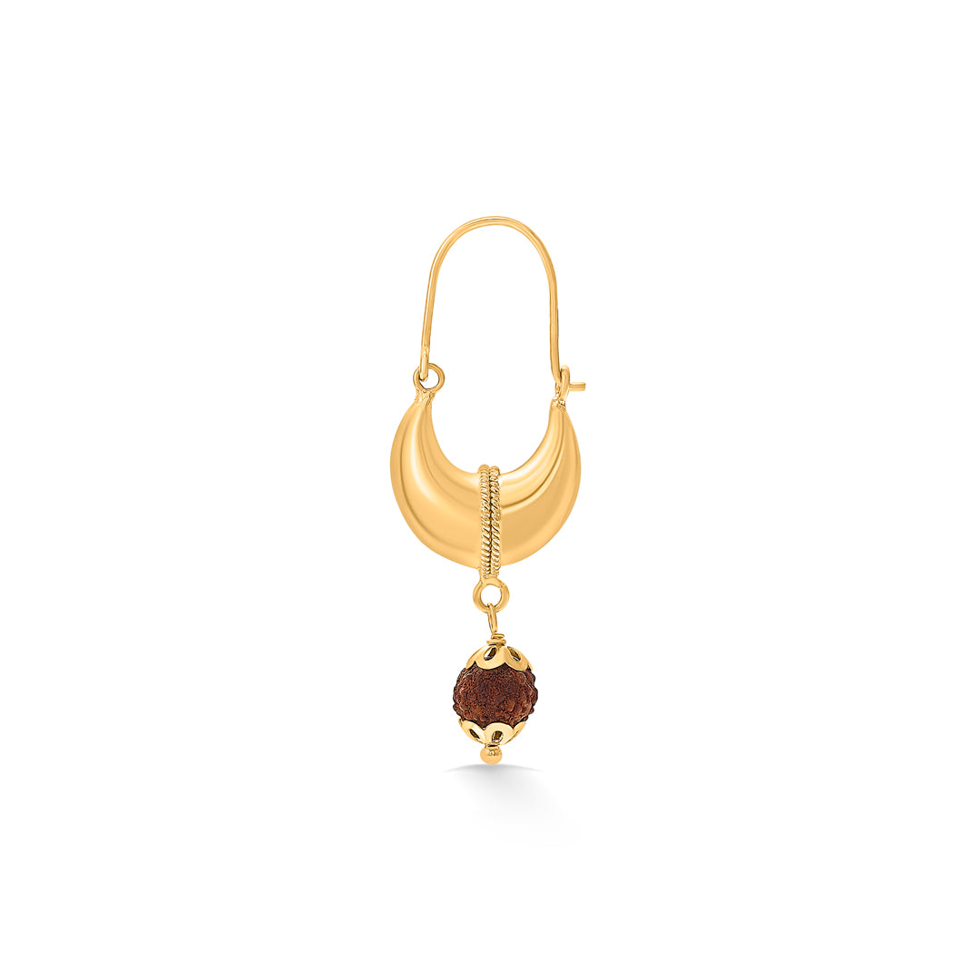 rudraksh 22 karat (916) yellow gold earring for mens