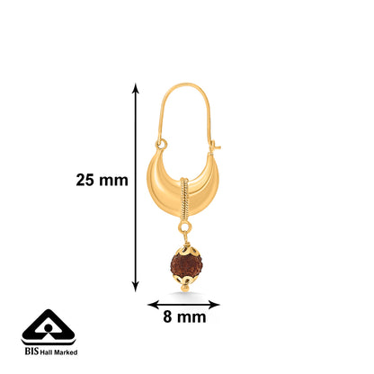 Rudraksh 22 Karat (916) Yellow Gold Earring For Mens