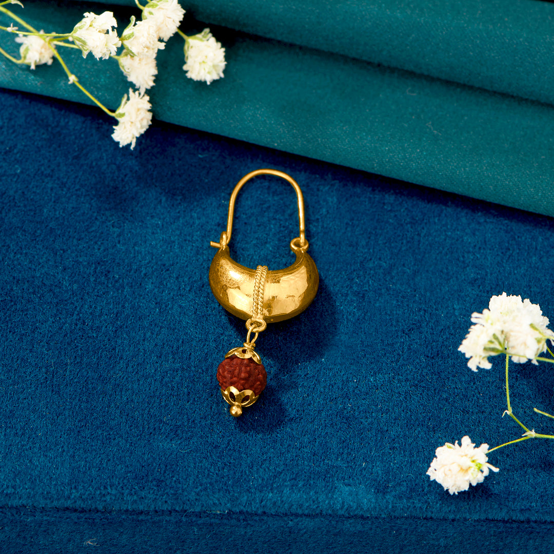 rudraksh 22 karat (916) yellow gold earring for mens