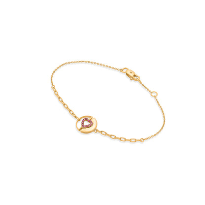 Royal Heart Link Gold Bracelet