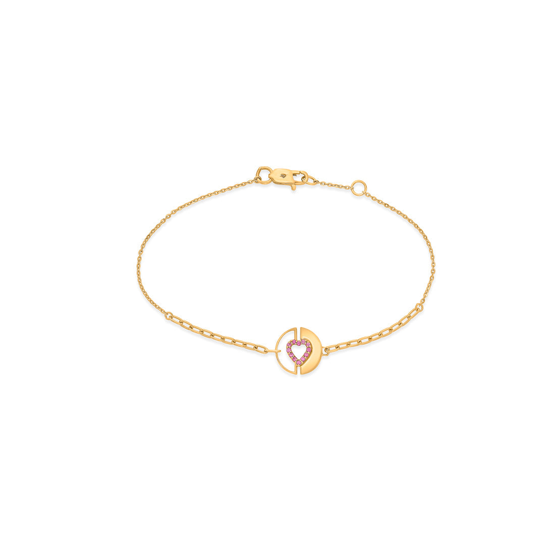 royal heart link gold bracelet