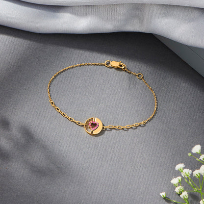 Royal Heart Link Gold Bracelet