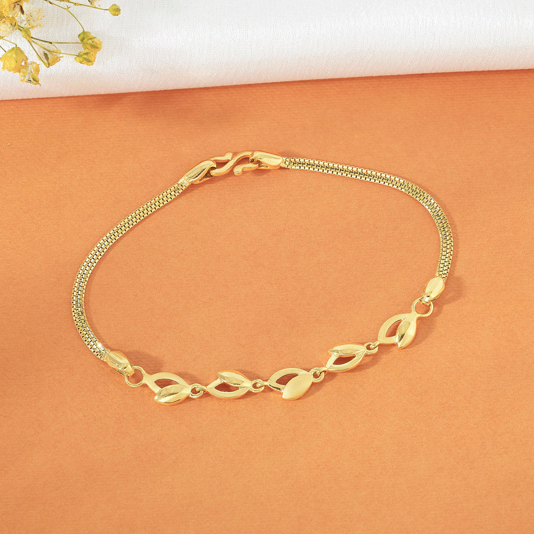 Linked Leaves Flexible Gold Bracelet