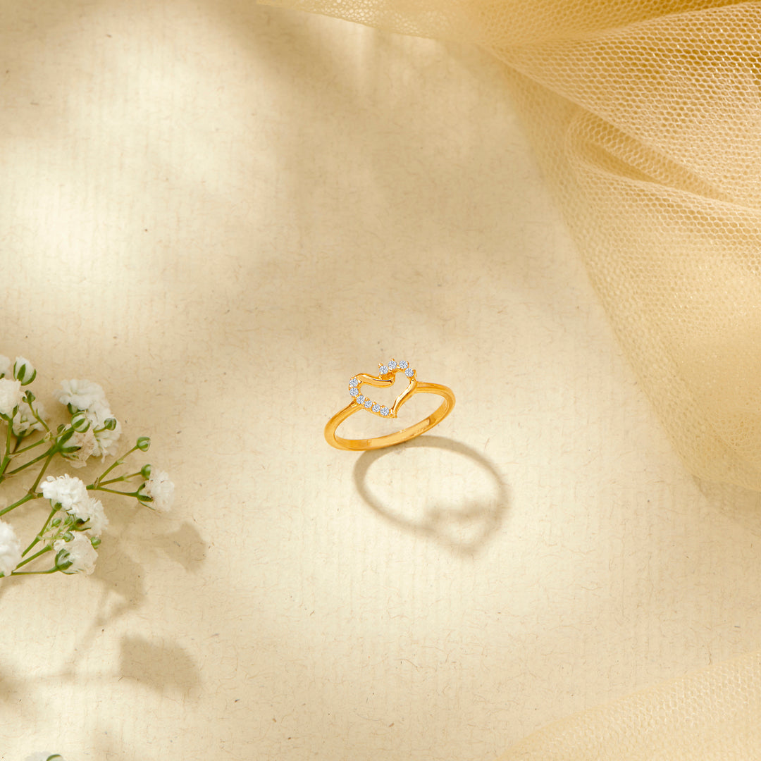 Heart Yellow Gold Casual Ring For Women