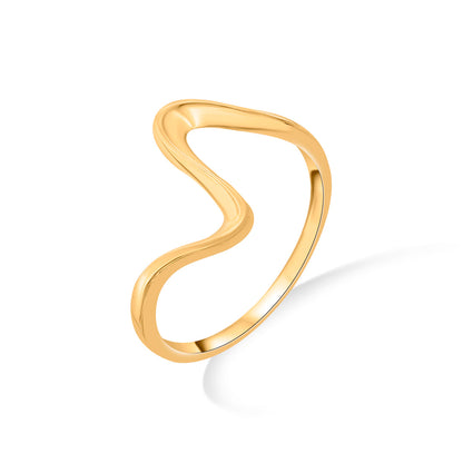 Serene Wave Cocktail Gold Ring