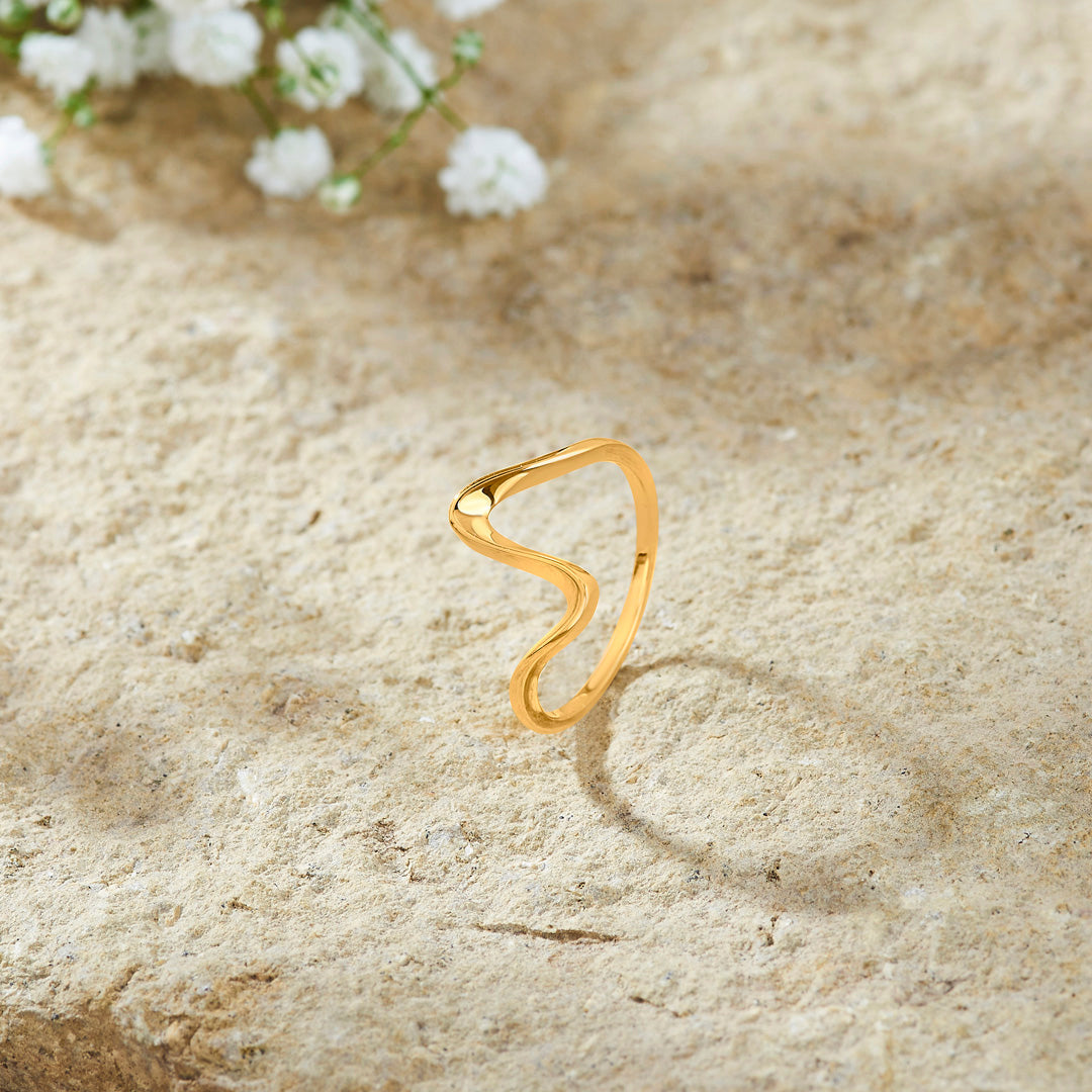Serene Wave Cocktail Gold Ring