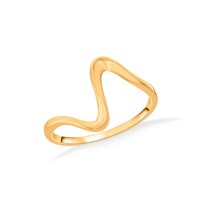 Serene Wave Cocktail Gold Ring
