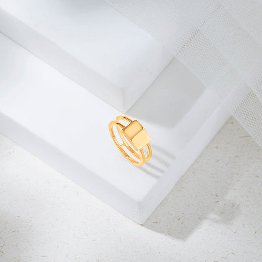 Empire Cube Cocktail Gold Rings