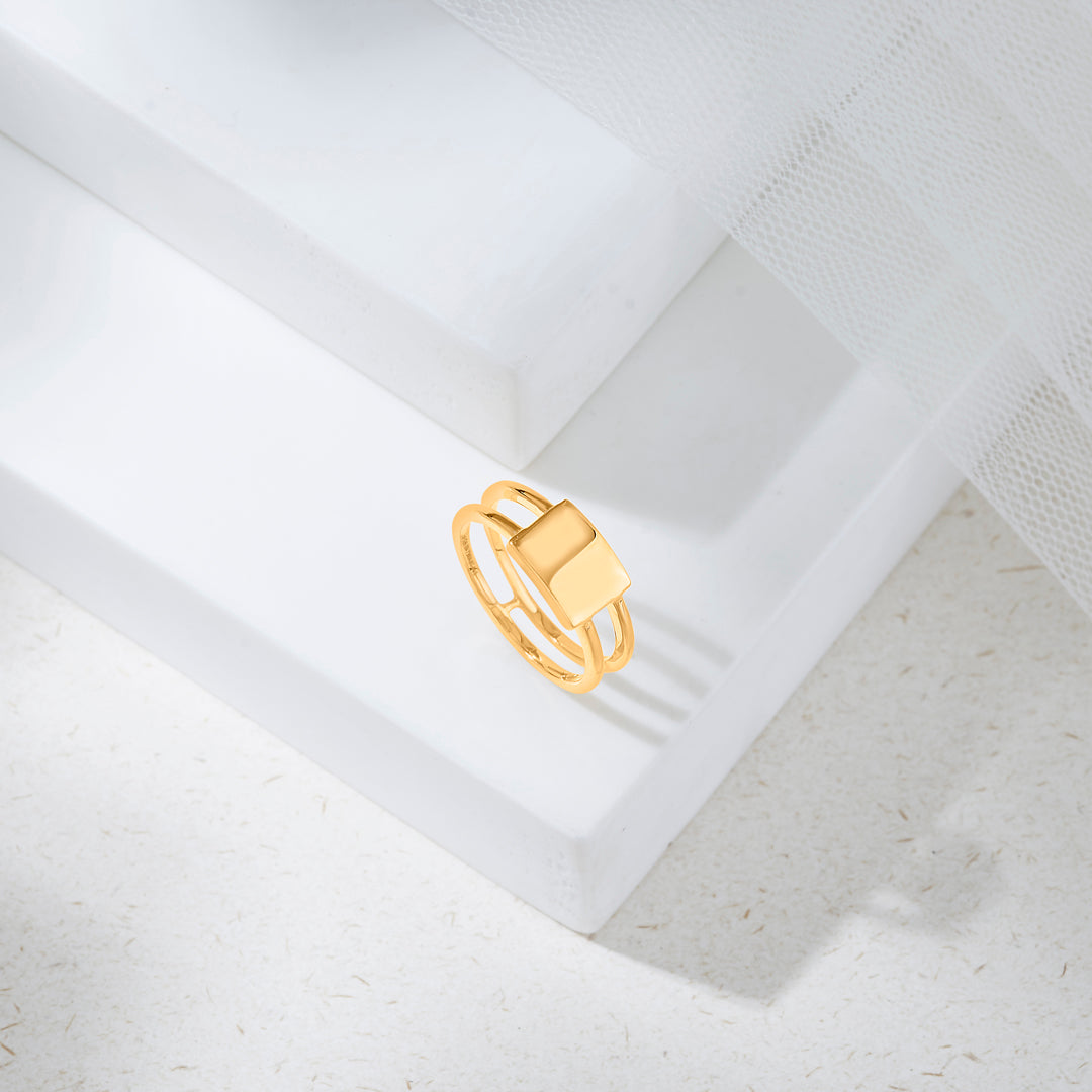 Empire Cube Cocktail Gold Ring