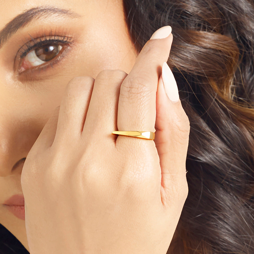 Modern Bar Cocktail Gold Ring