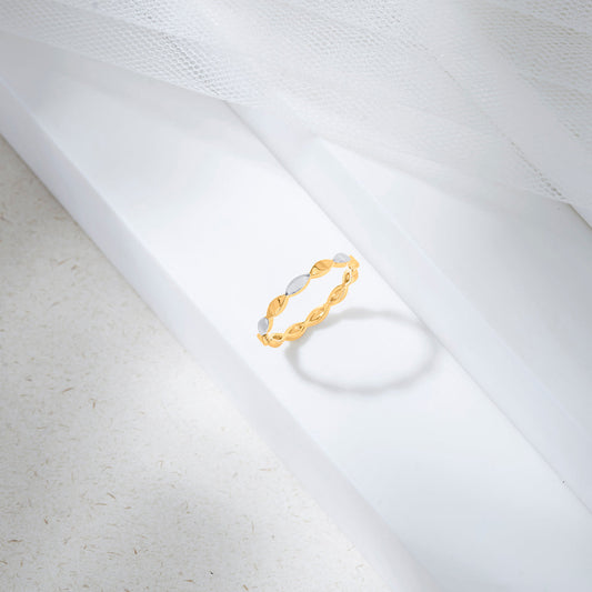 Dual Tone Bead Fashion Gold Rings