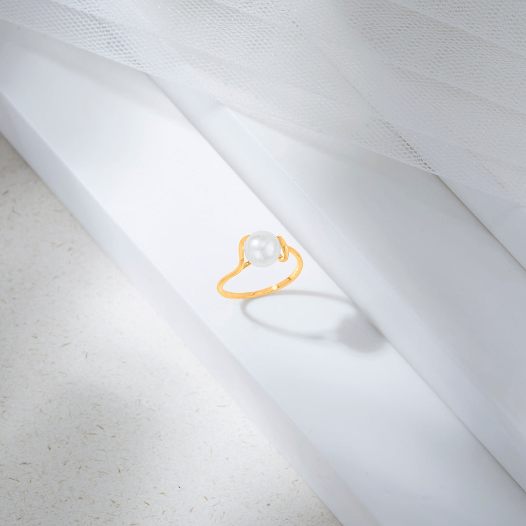 ocean mist pearl gold ring