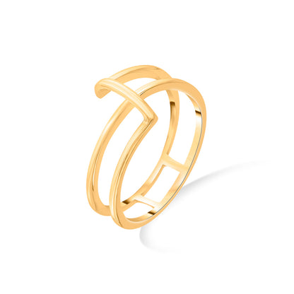 Modern Grid Cocktail Gold Rings