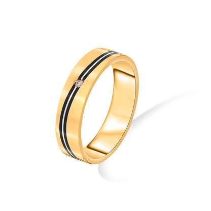 Obsidian Line Bands Gold Ring
