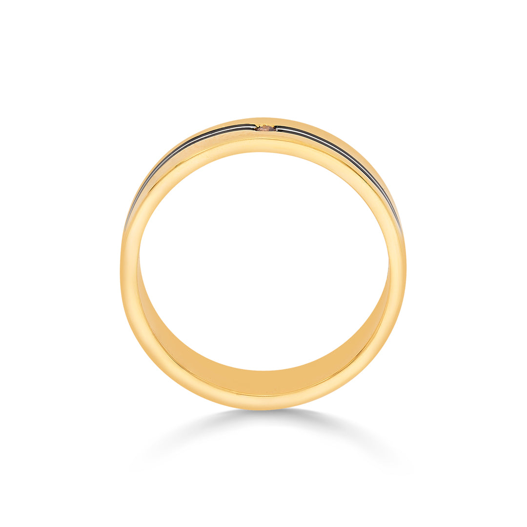 obsidian line bands gold rings