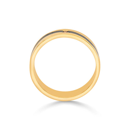 Obsidian Line Bands Gold Rings