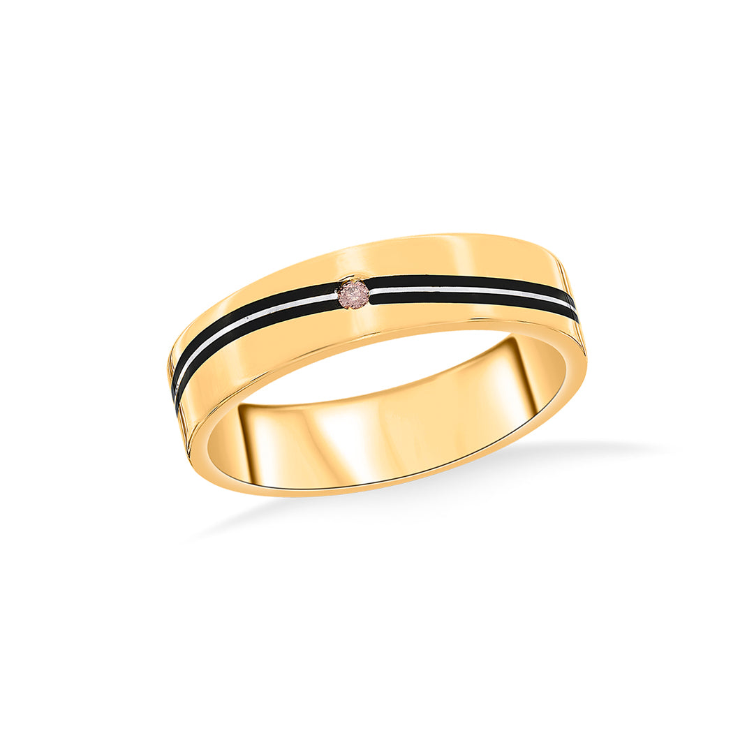 obsidian line bands gold ring
