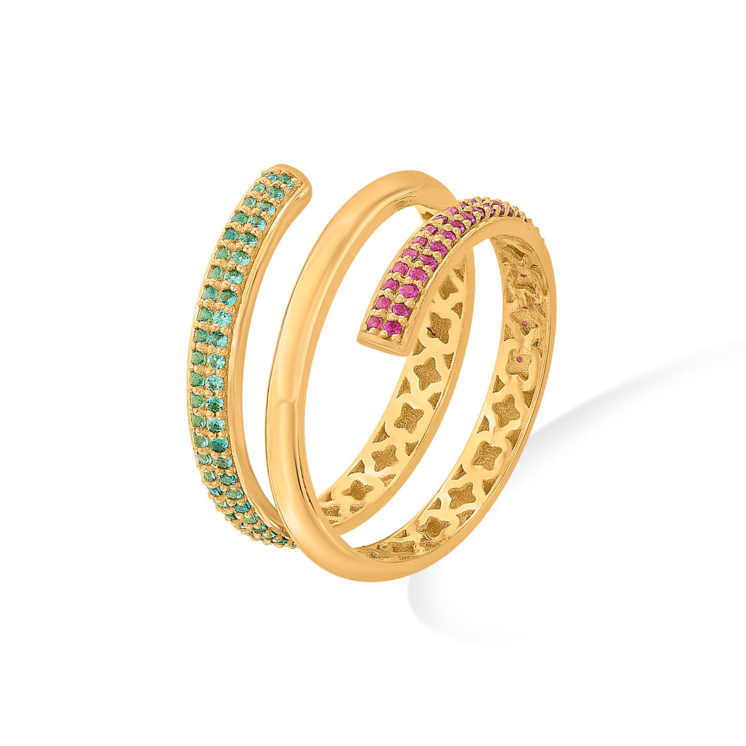 vivid tri-glow cocktail gold ring