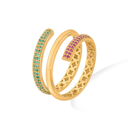 Vivid Tri-Glow Cocktail Gold Ring