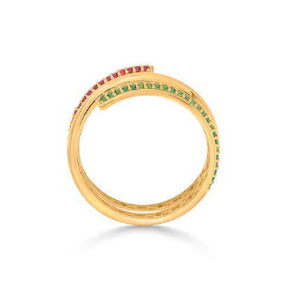 Vivid Tri-Glow Cocktail Gold Ring