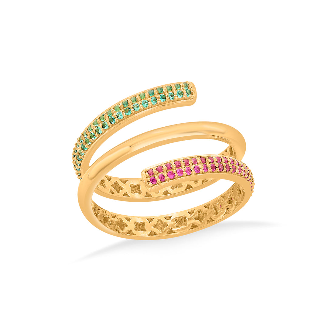 vivid tri-glow cocktail gold rings