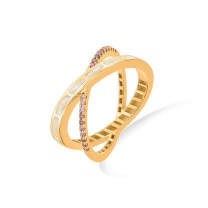 Crisscross Charm Cocktail Gold Ring