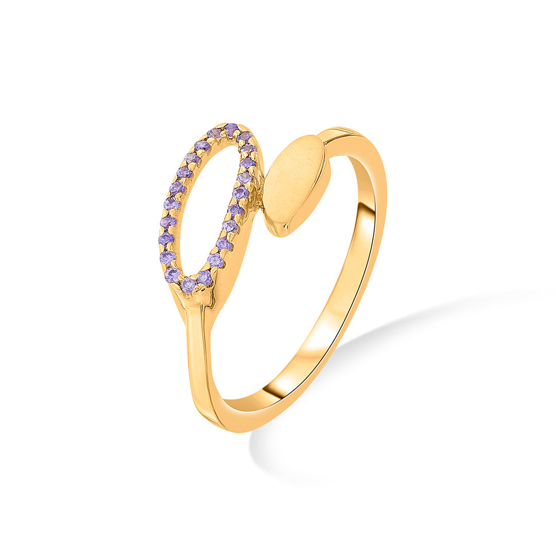 leafy violet cocktail gold rings