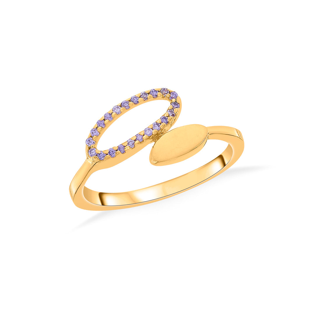 leafy violet cocktail gold rings