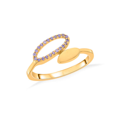 Leafy Violet Cocktail Gold Rings