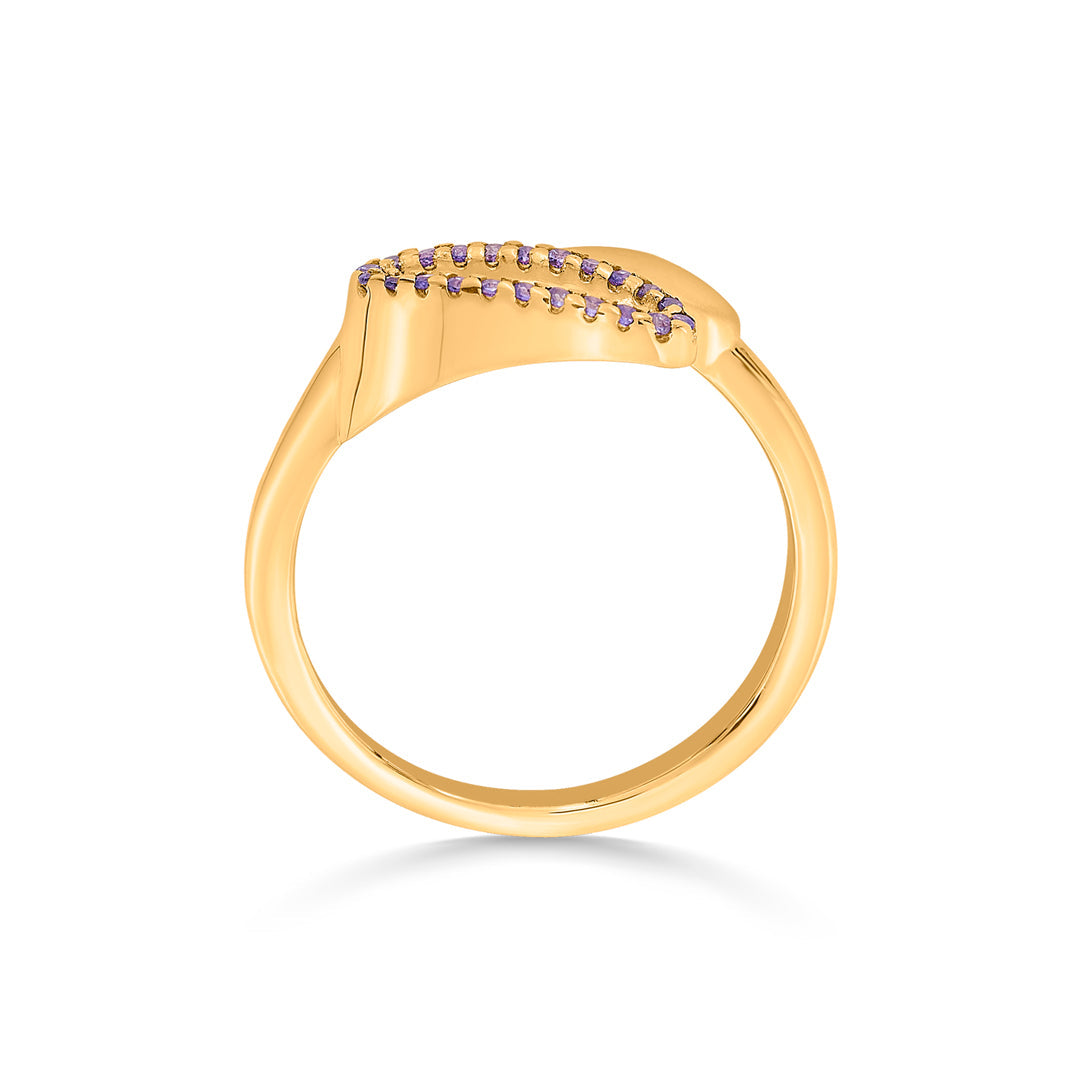 leafy violet cocktail gold ring
