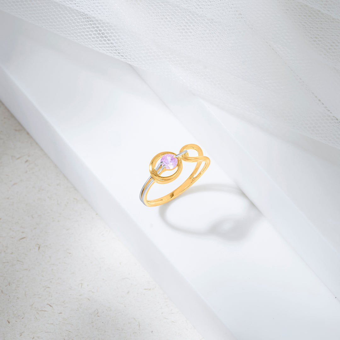 Lilac Dream Cocktail Gold Ring