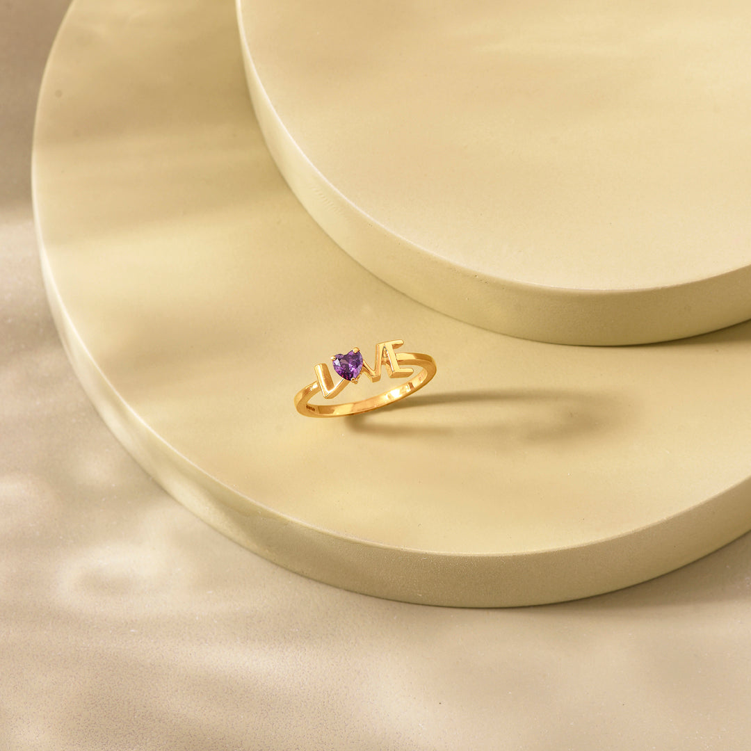 Plum Love Gold Ring for Her