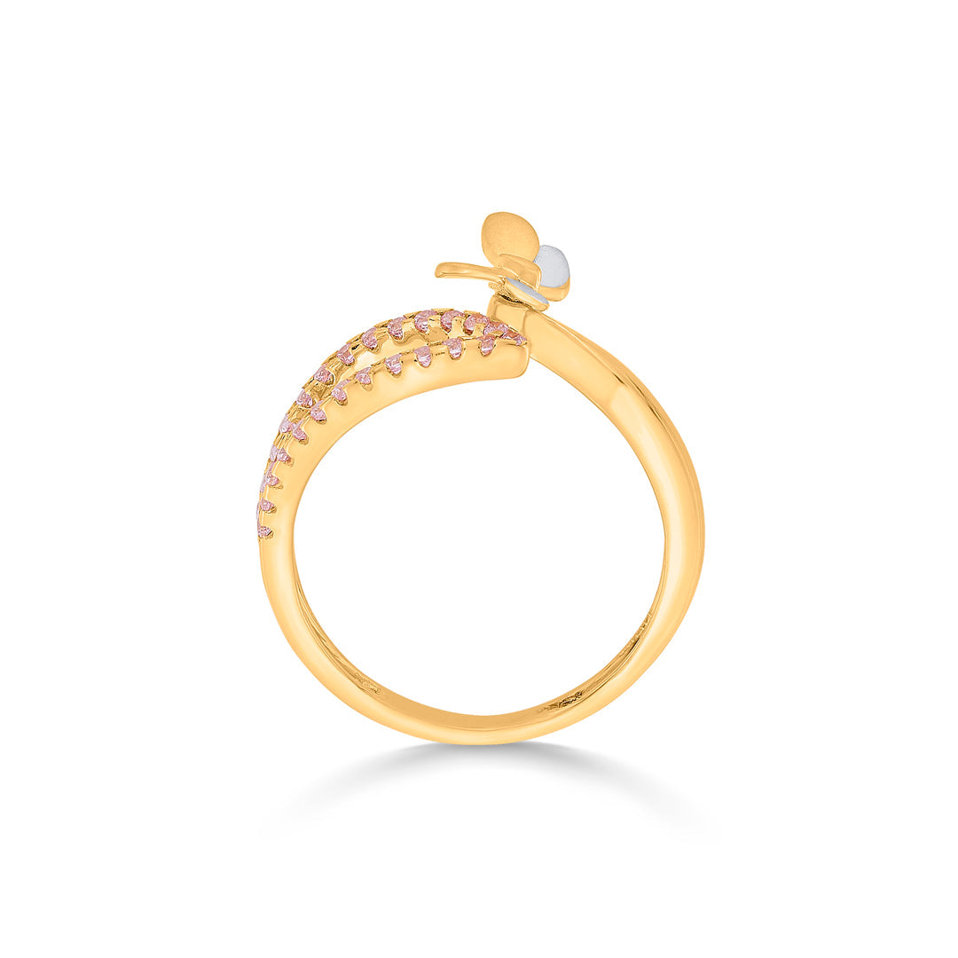 crimson flutter fashion gold ring