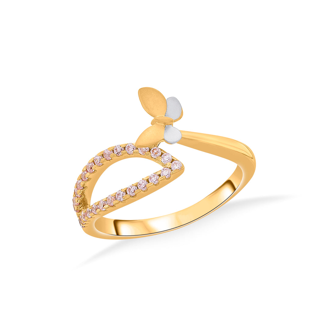 crimson flutter fashion gold rings