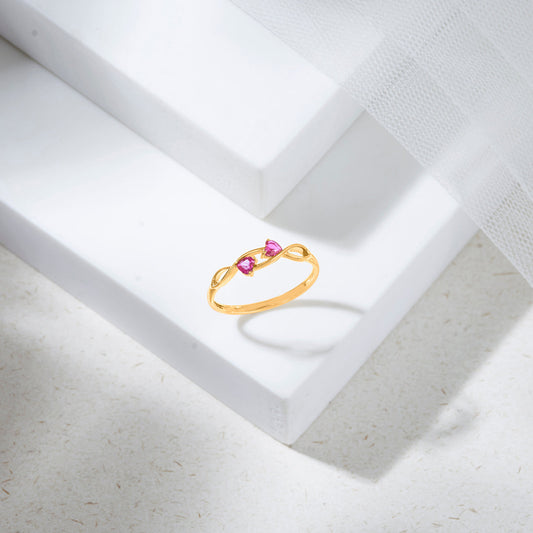 Fuchsia Duo Cocktail Gold Ring