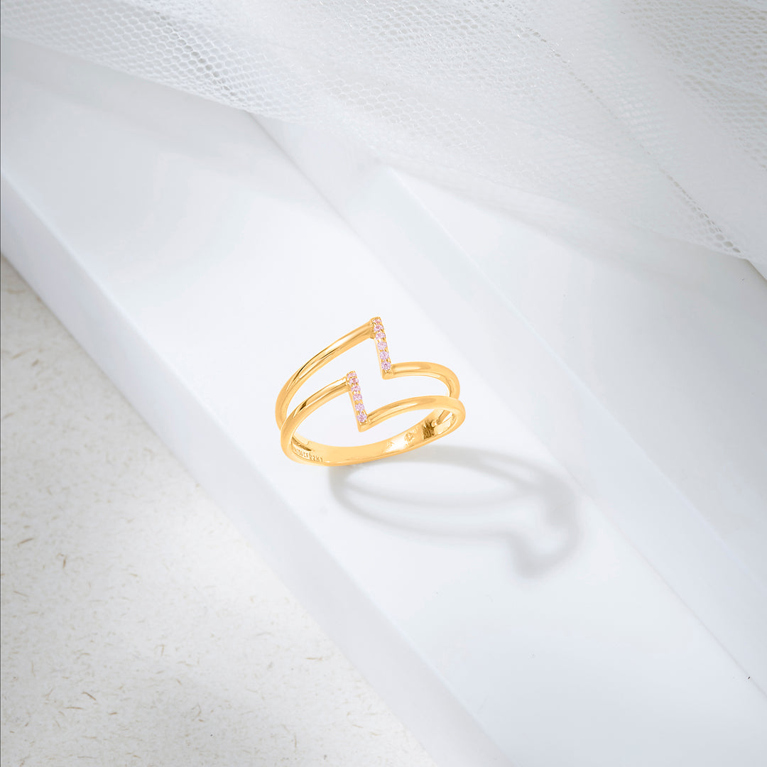 Thunder Trail Cocktail Gold Ring