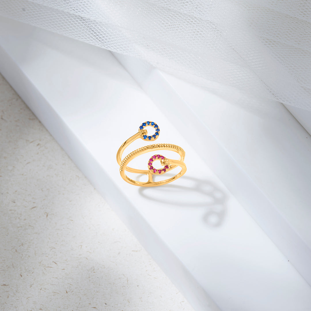 Galaxy Duality Cocktail Gold Ring