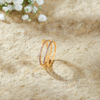 Velour Symphony Cocktail Gold Rings