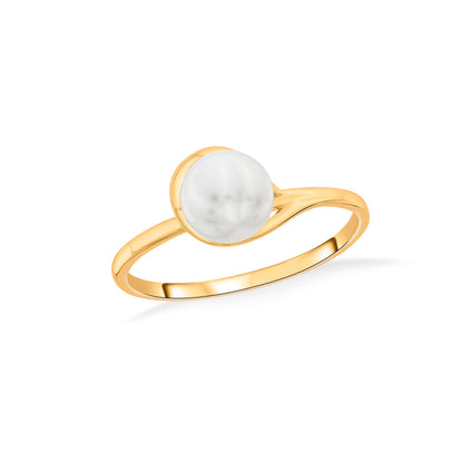 Moonlit Mist Pearl Gold Ring