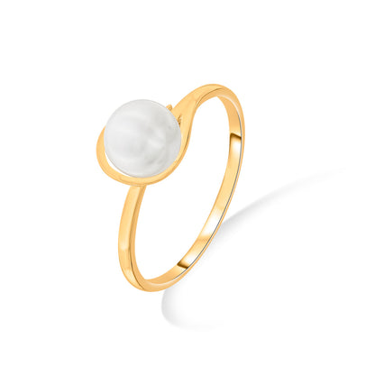 Moonlit Mist Pearl Gold Rings