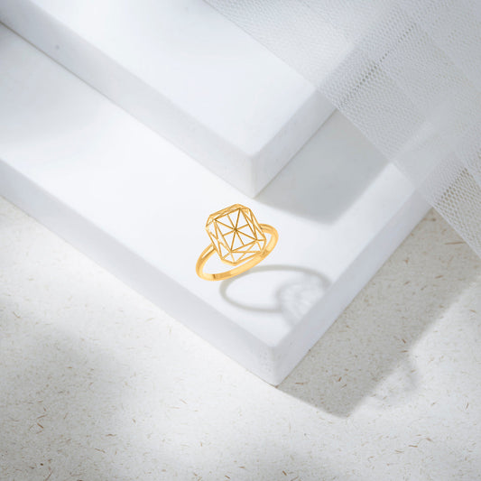 Crystal Cage Cocktail Gold Rings