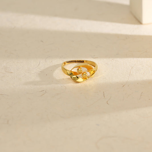 Orchid Swirl Cocktail Gold Ring