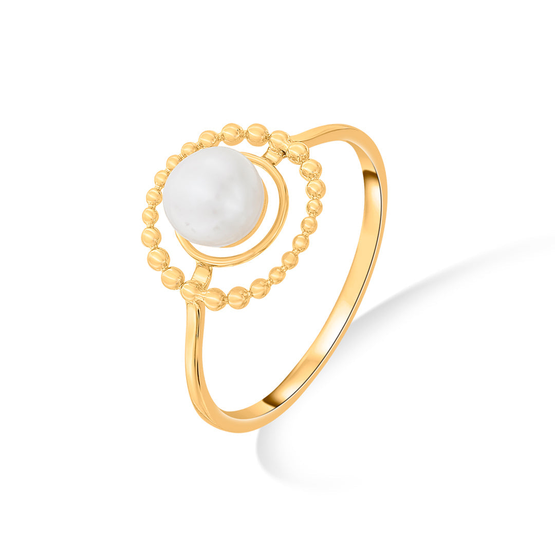 moon aura pearl gold ring