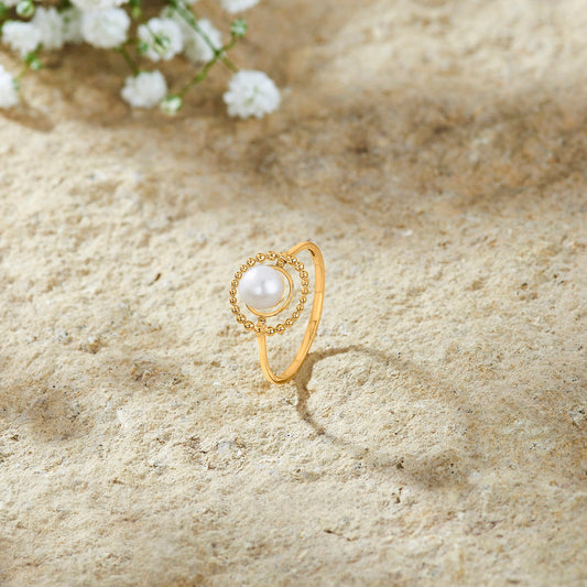 Moon Aura Pearl Gold Rings