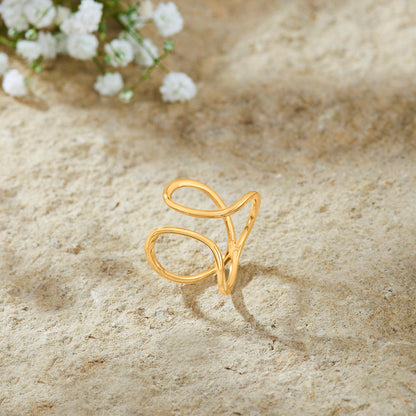 Freeform Glow Cocktail Gold Rings