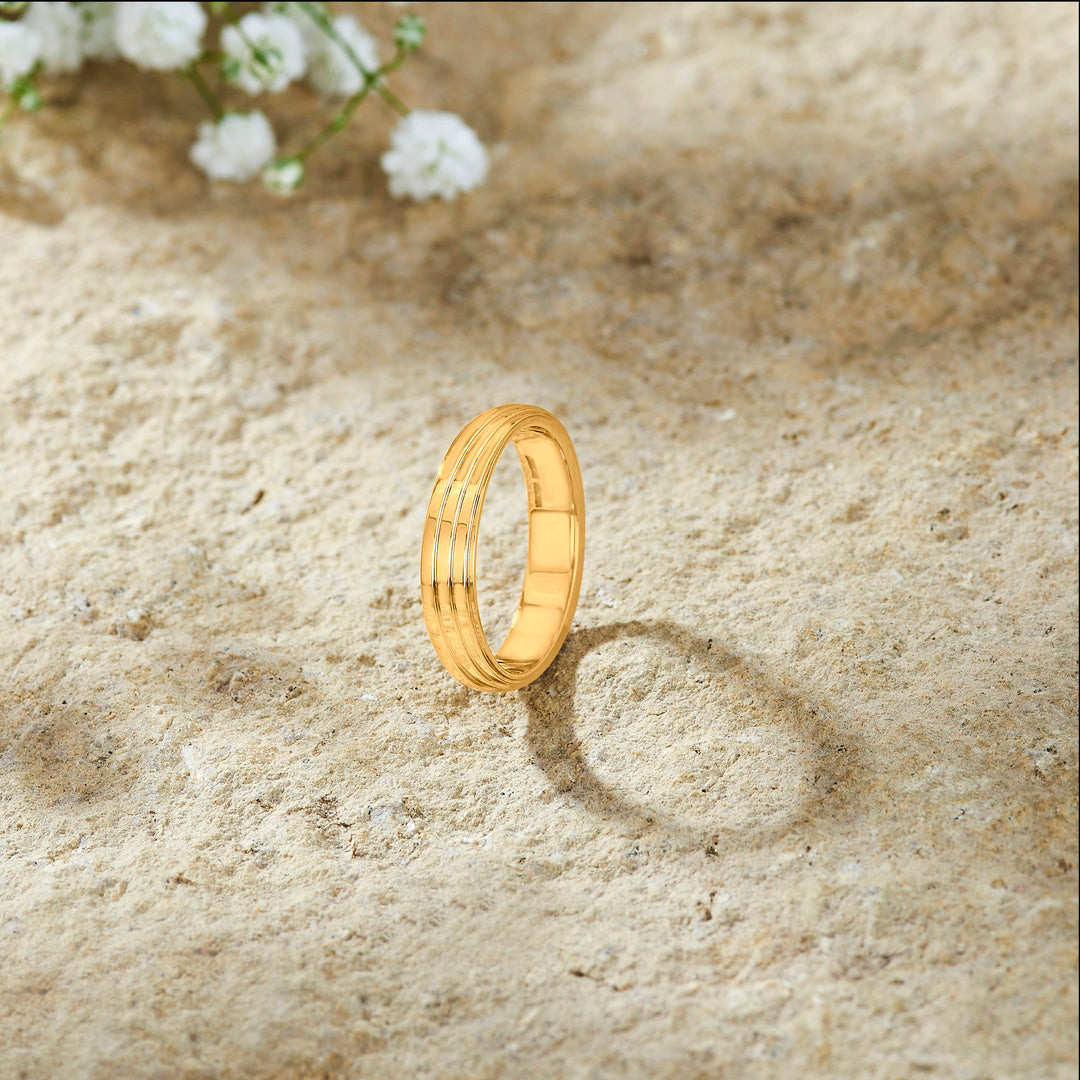 Echo Stripes Bands Gold Ring
