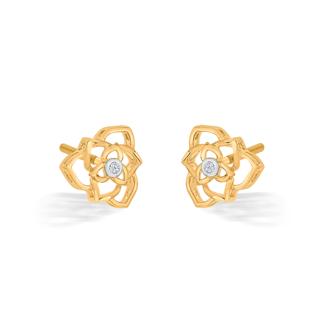 twilight yellow gold stud earring for women